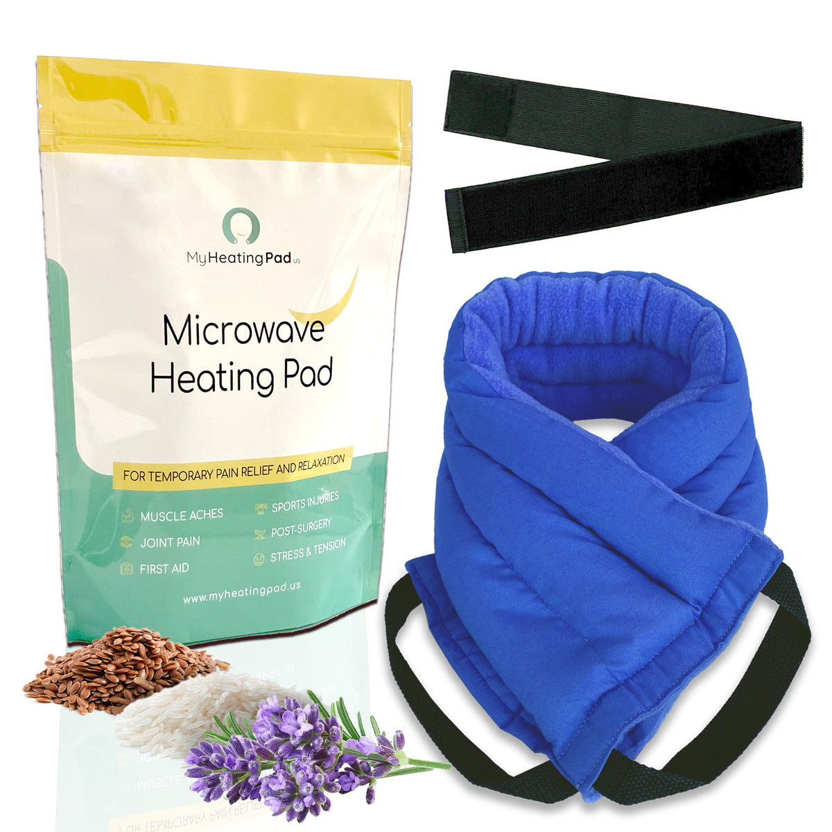 My Heating Pad - Multipurpose Lavender Microwave Heating Pad with an elastic fastener for hands-free application