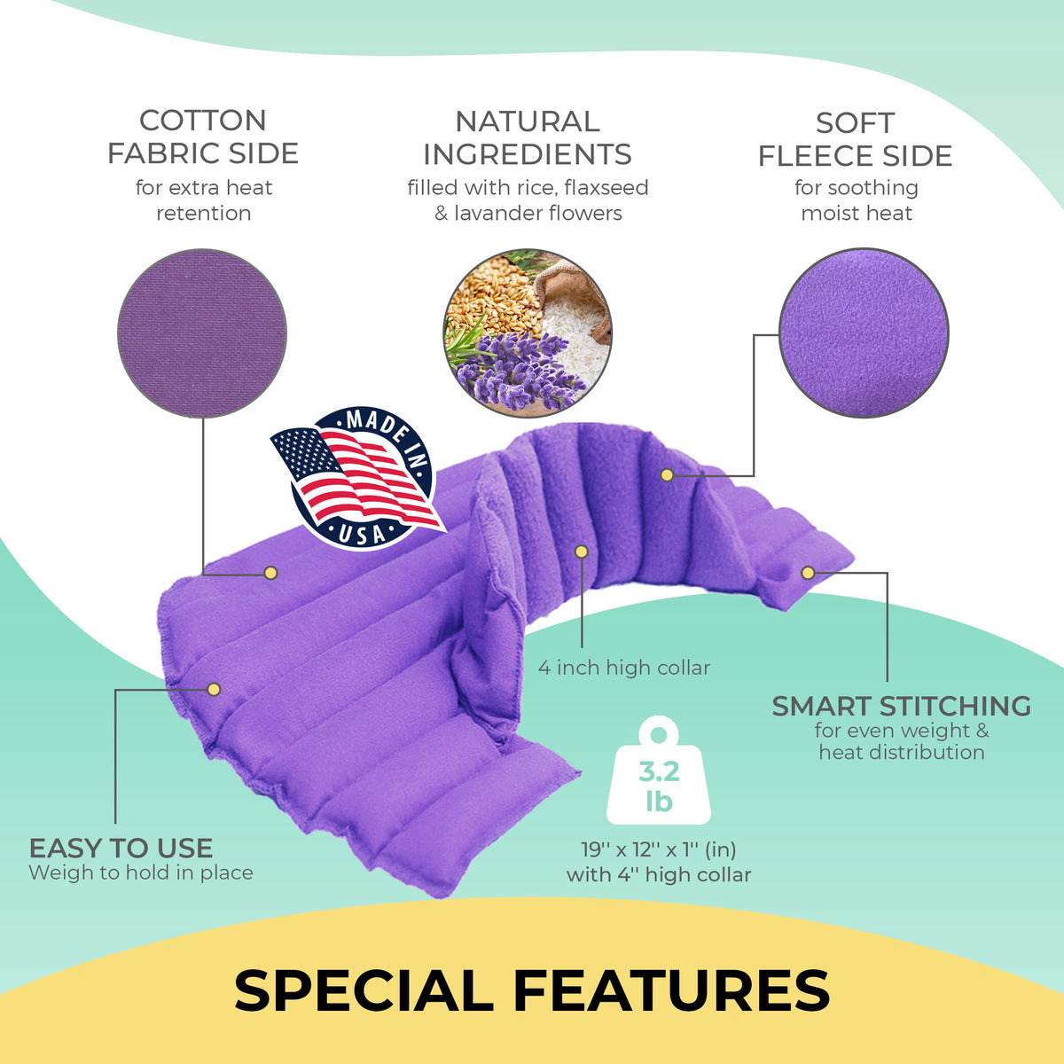 Premium Set of 3 Microwave Heating Pads- Relief from Head to Toe