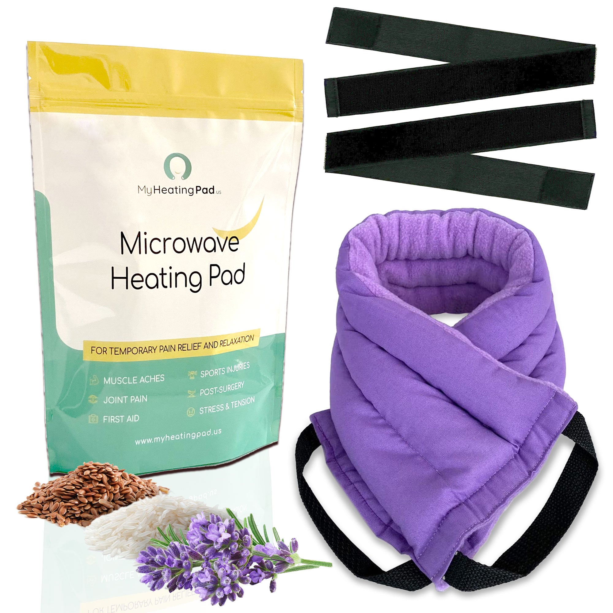 My Heating Pad - Multipurpose Lavender Microwave Heating Pad with 2 elastic fasteners for hands-free application