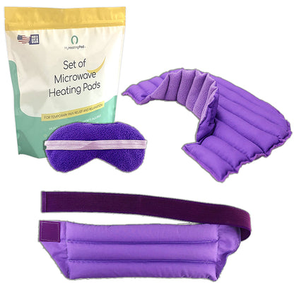 Premium Set of 3 Microwave Heating Pads- Relief from Head to Toe
