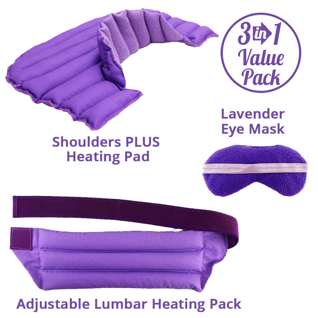 Premium Set of 3 Microwave Heating Pads- Relief from Head to Toe