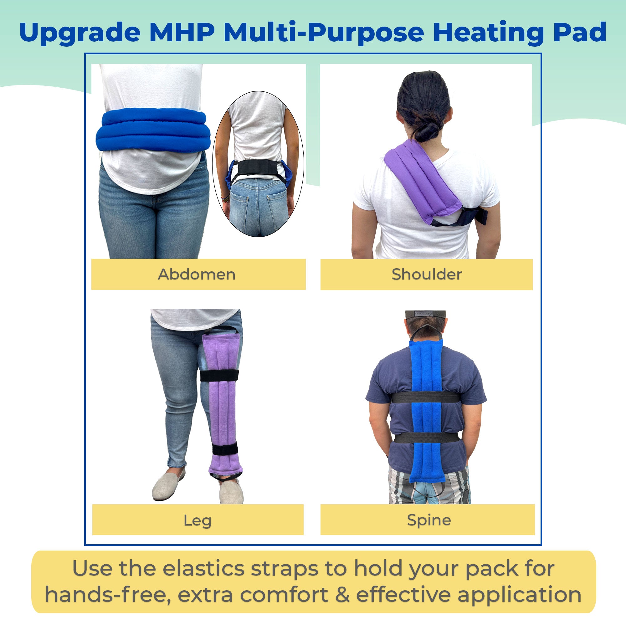 My Heating Pad - Multipurpose Lavender Microwave Heating Pad with an elastic fastener for hands-free application